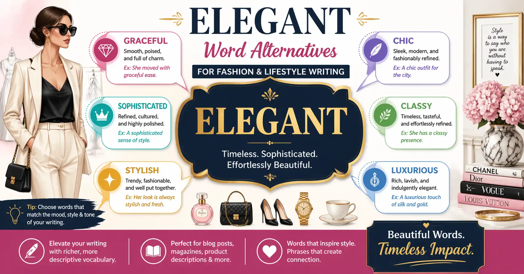 Elegant word alternatives for fashion and lifestyle writing