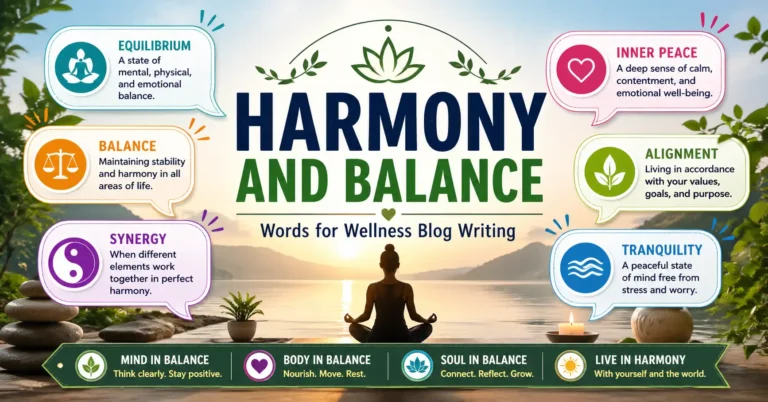 Harmony and balance words for wellness blog writing