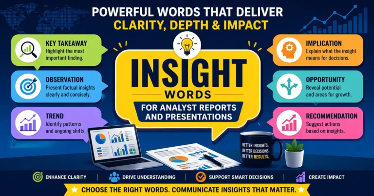 Insight words for analyst reports and presentations