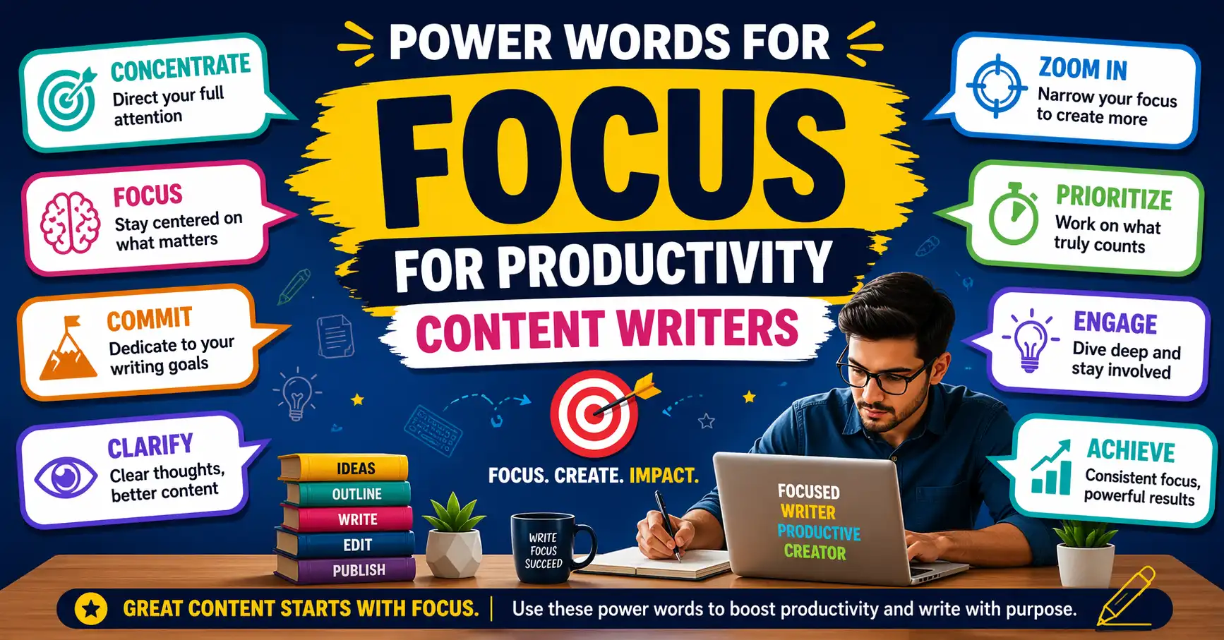 Power words for focus — for productivity content writers