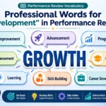 Professional words for development in performance reviews