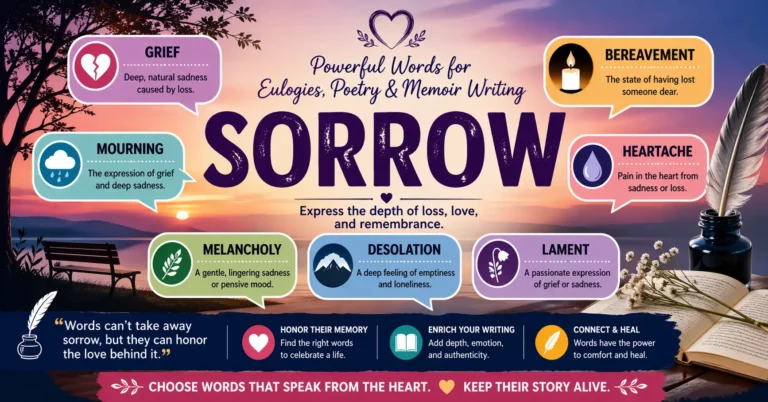 Sorrow words for eulogies, poetry, and memoir writing