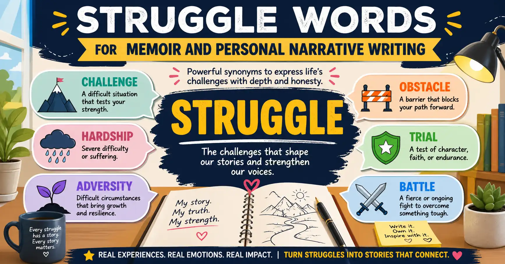 Struggle words for memoir and personal narrative writing