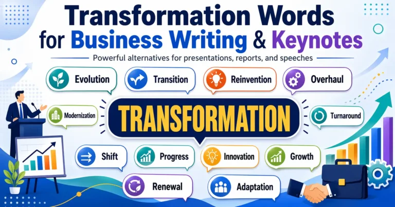 Transformation words for business writing and keynotes