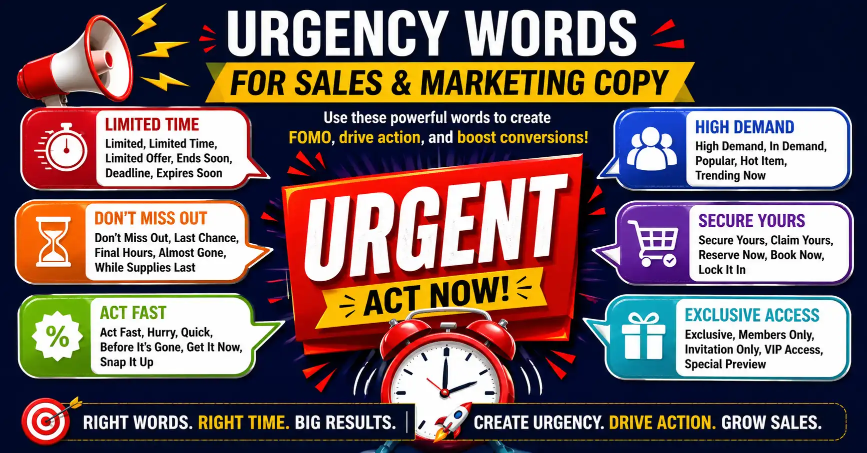 Urgency words for sales and marketing copy