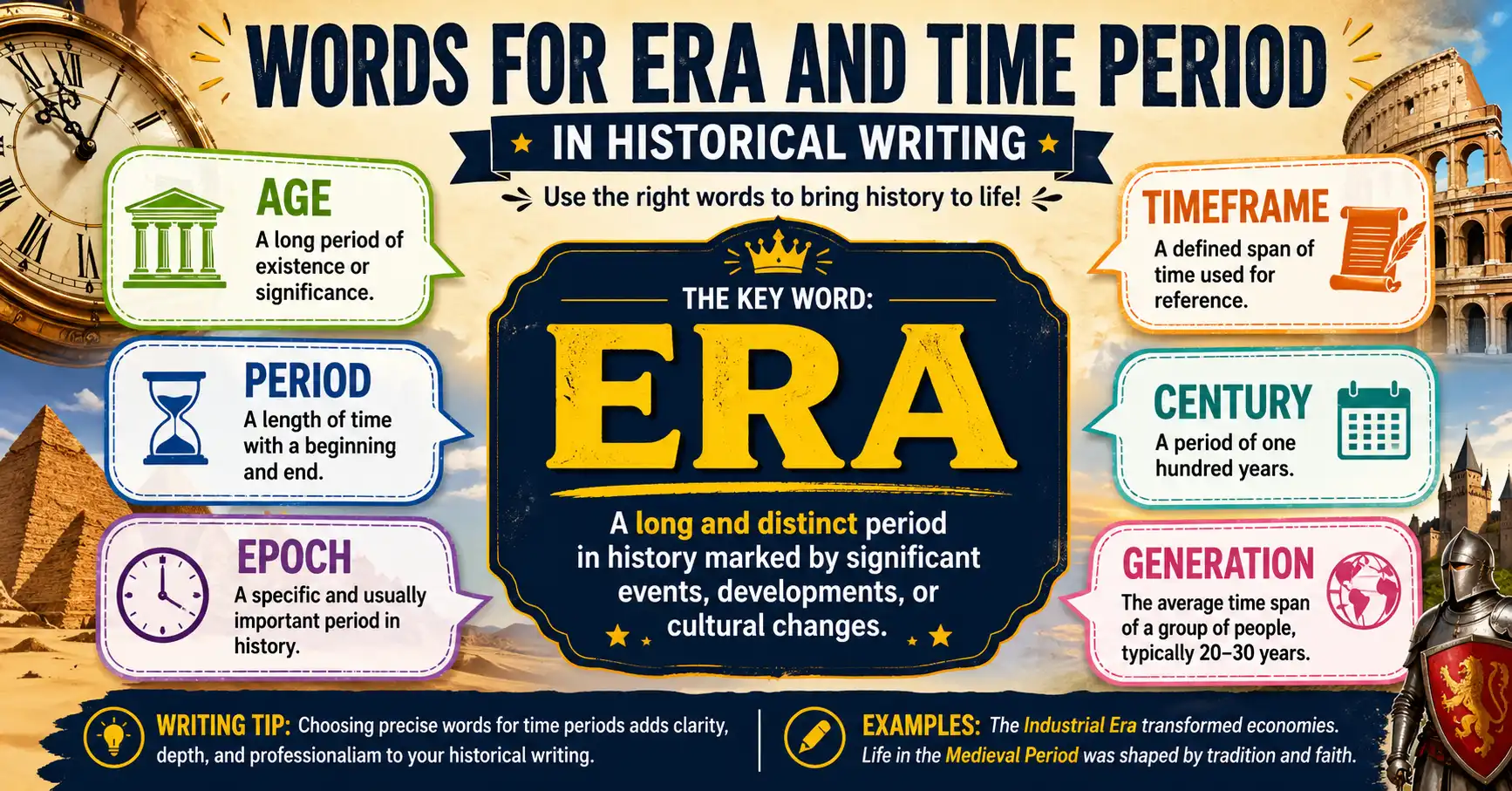 Words for era and time period in historical writing