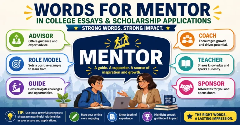 Words for mentor in college essays and scholarship applications