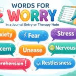 Words for worry in a journal entry or therapy note