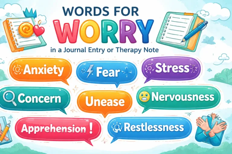 Words for worry in a journal entry or therapy note