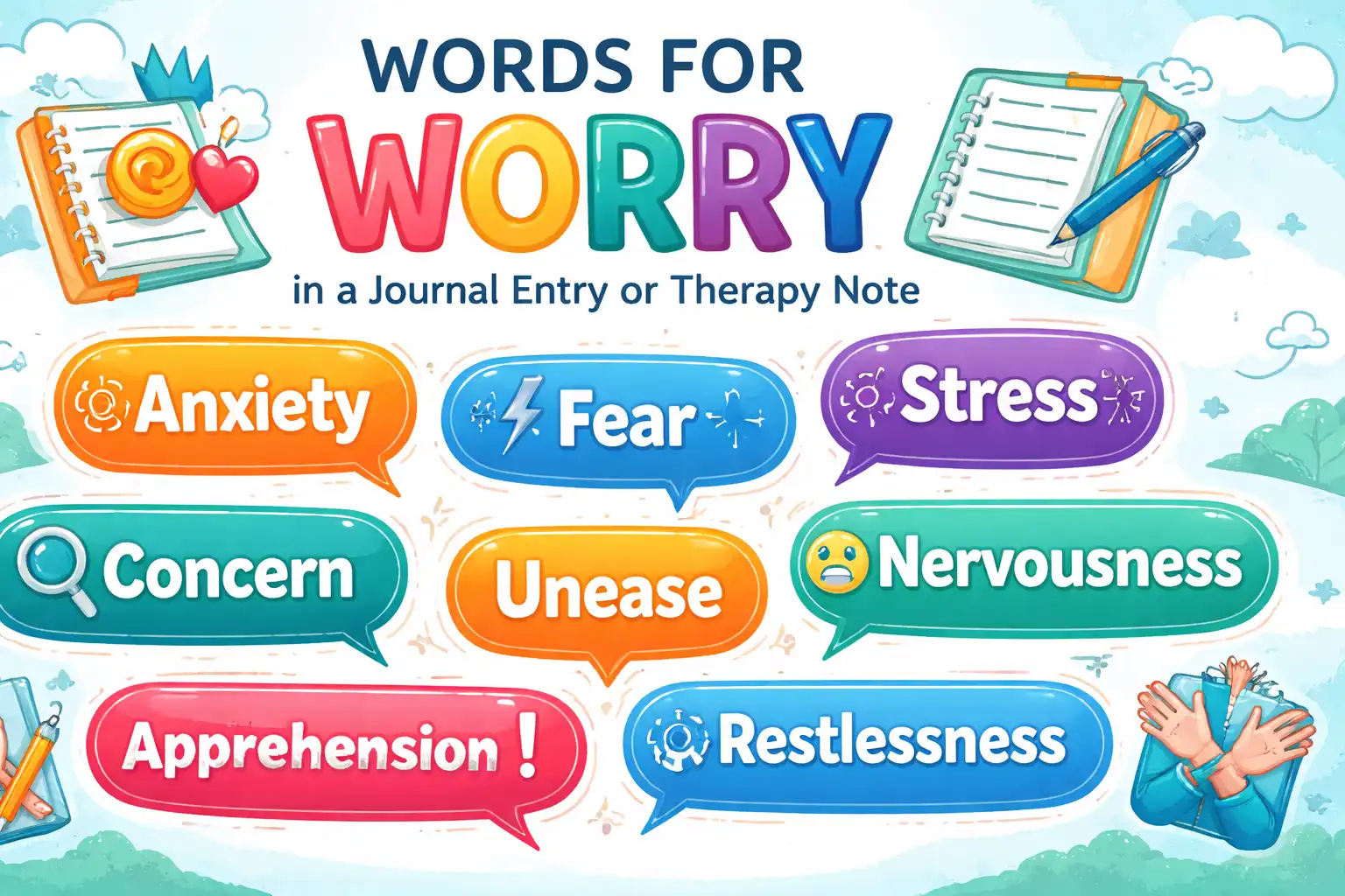 Words for worry in a journal entry or therapy note
