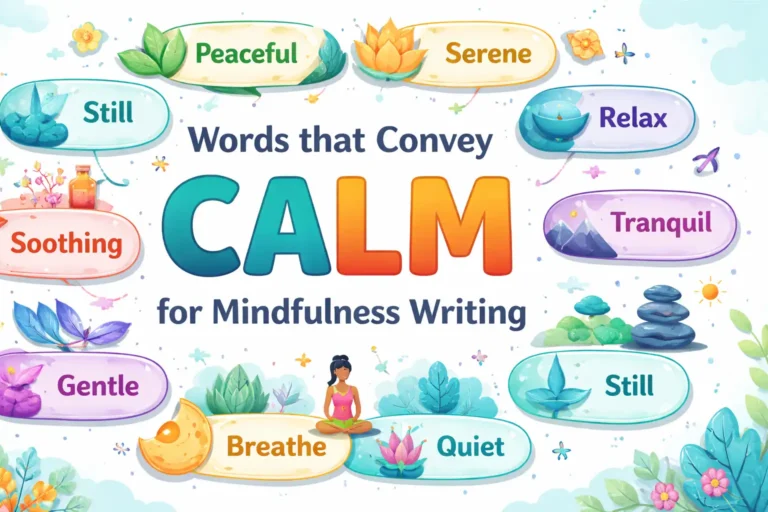 Words that convey calm for mindfulness writing