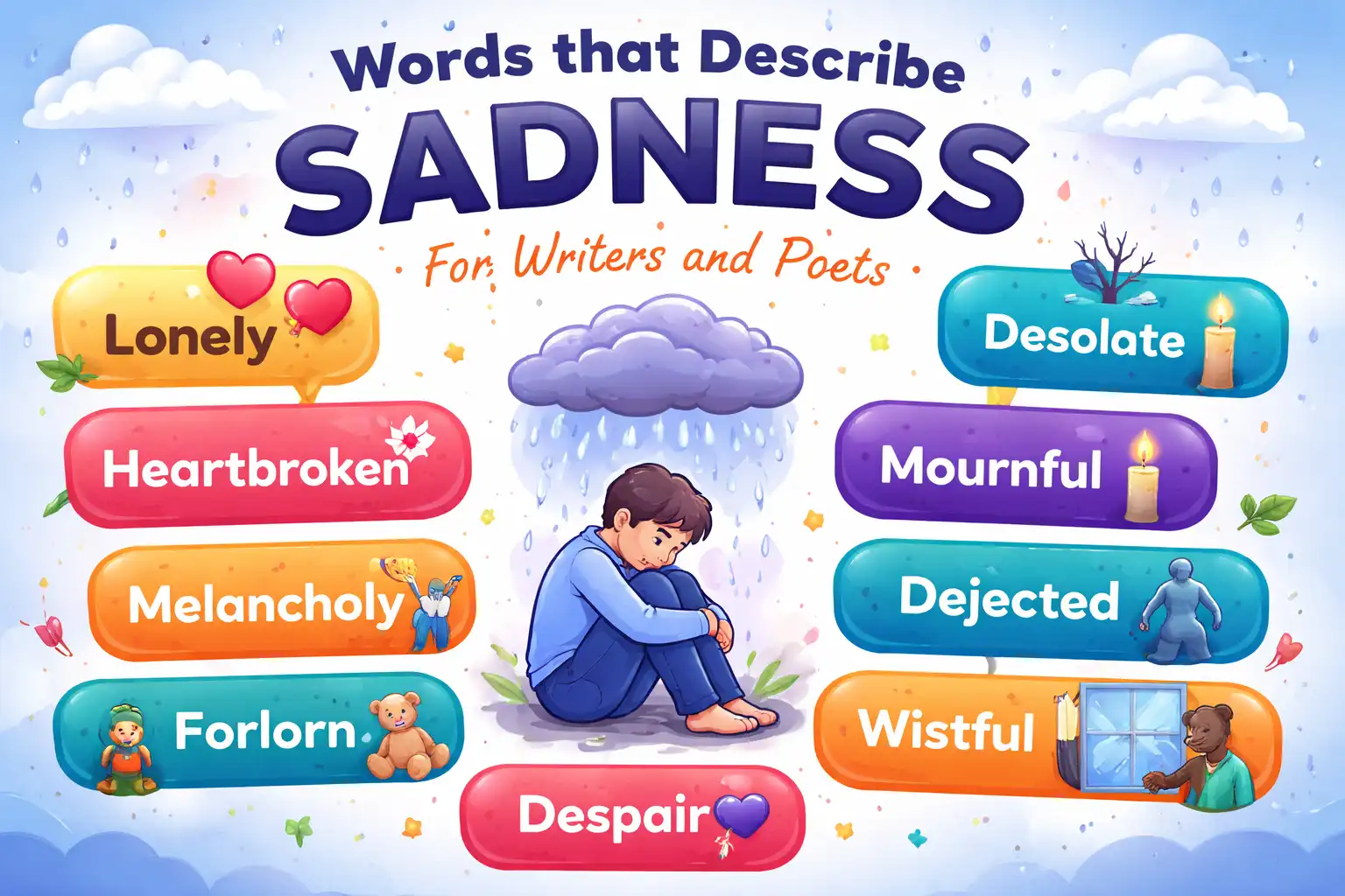 Words that describe sadness for writers and poets