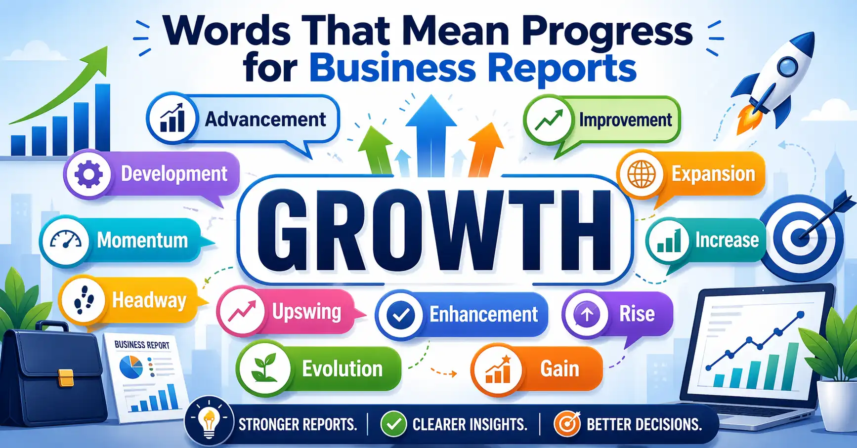 Words that mean progress for business reports