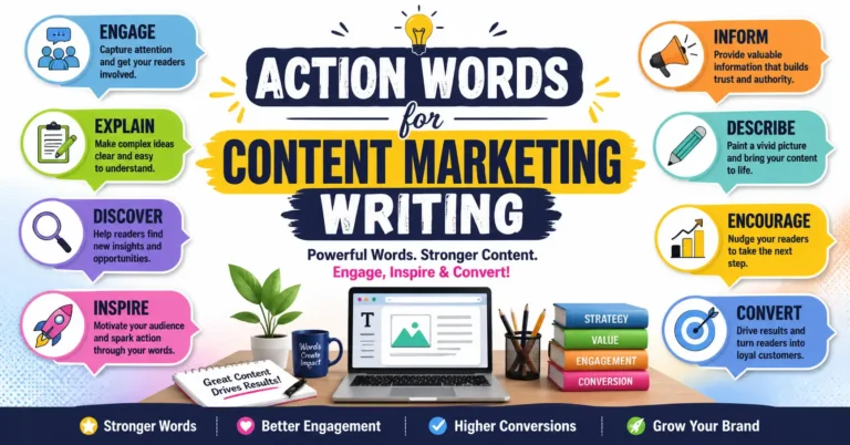 action words for content marketing writing