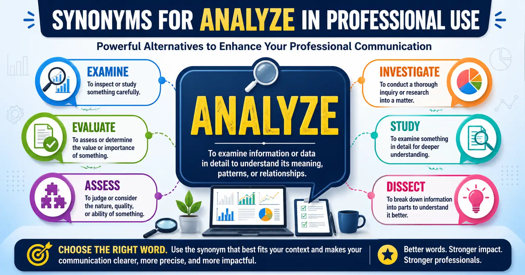 synonyms for analyze in professional use
