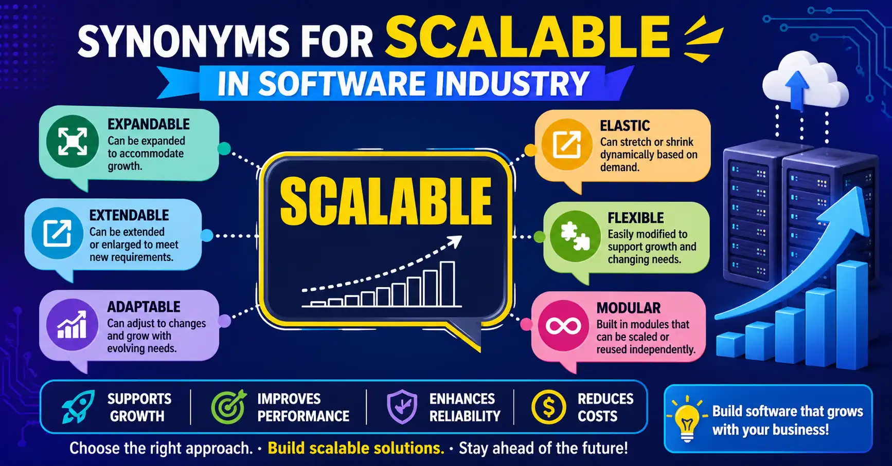 synonyms for scalable in software industry