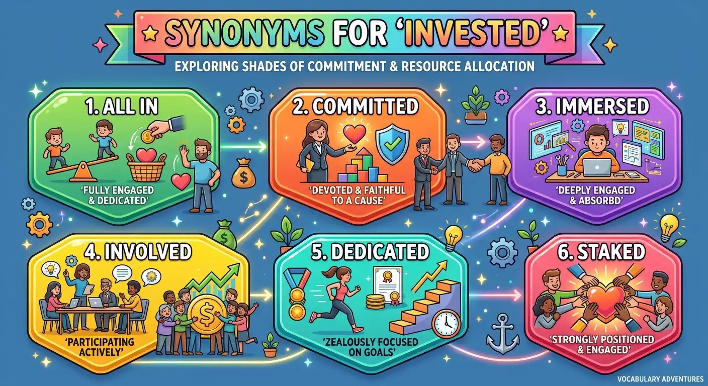 synonyms for invested