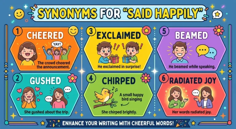 synonyms for said happily